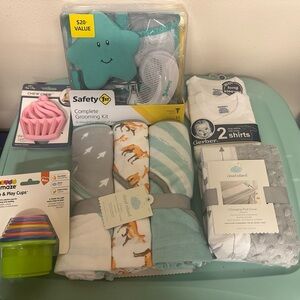 NWT Baby Bundle Sheets, Towels, Shirts, Toys, Grooming Kit